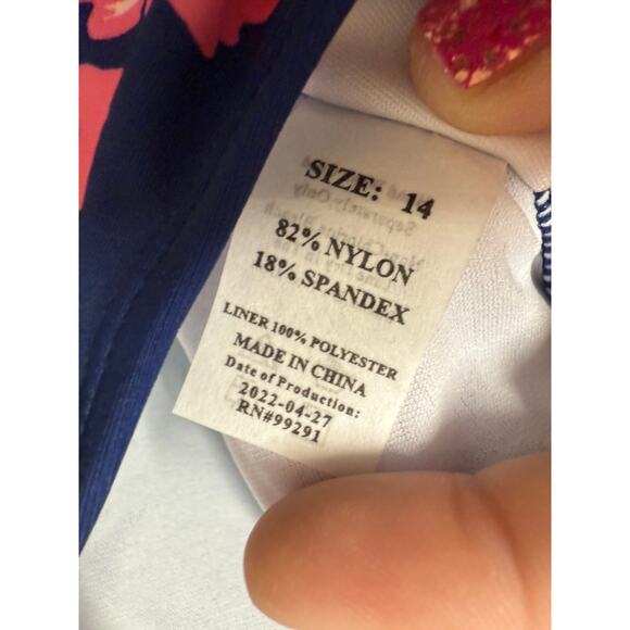 NWT Kanu Surf Girls' Daisy Beach Sport 1-Piece Swimsuit, Leonie Floral Navy, 14 - Picture 4 of 7